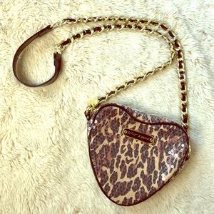 Betsey Johnson Leopard Sequin Heart Purse.